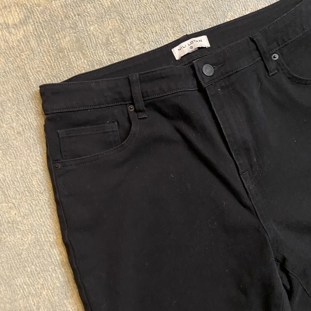 Nili Lotan Jeans Womens Large Black Skinny Stretch Denim Pants High Rise Casual - Picture 3 of 14
